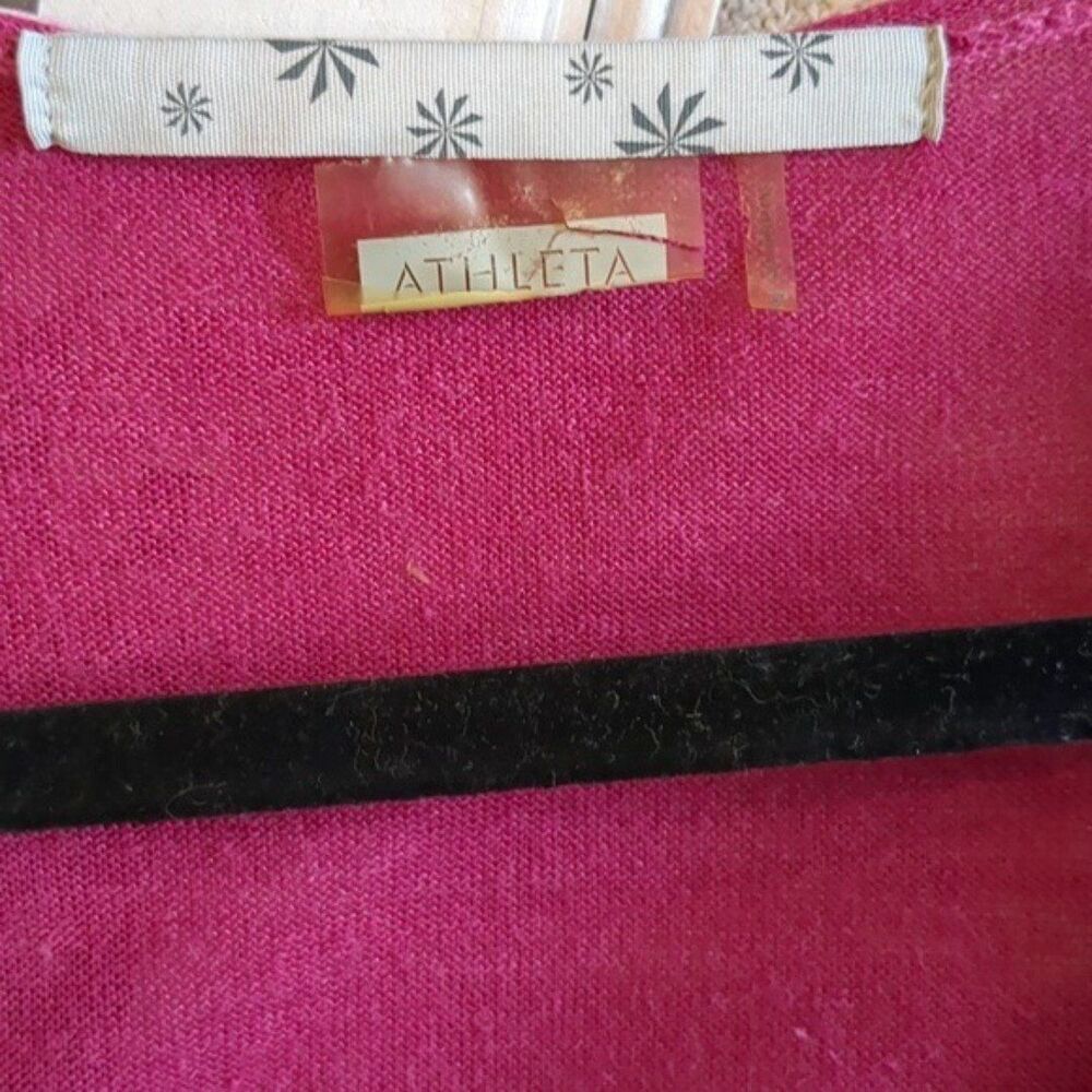 Athleta Fuscia linen blend long sleeve tunic Tulip Sleeves  LG - Picture 8 of 9